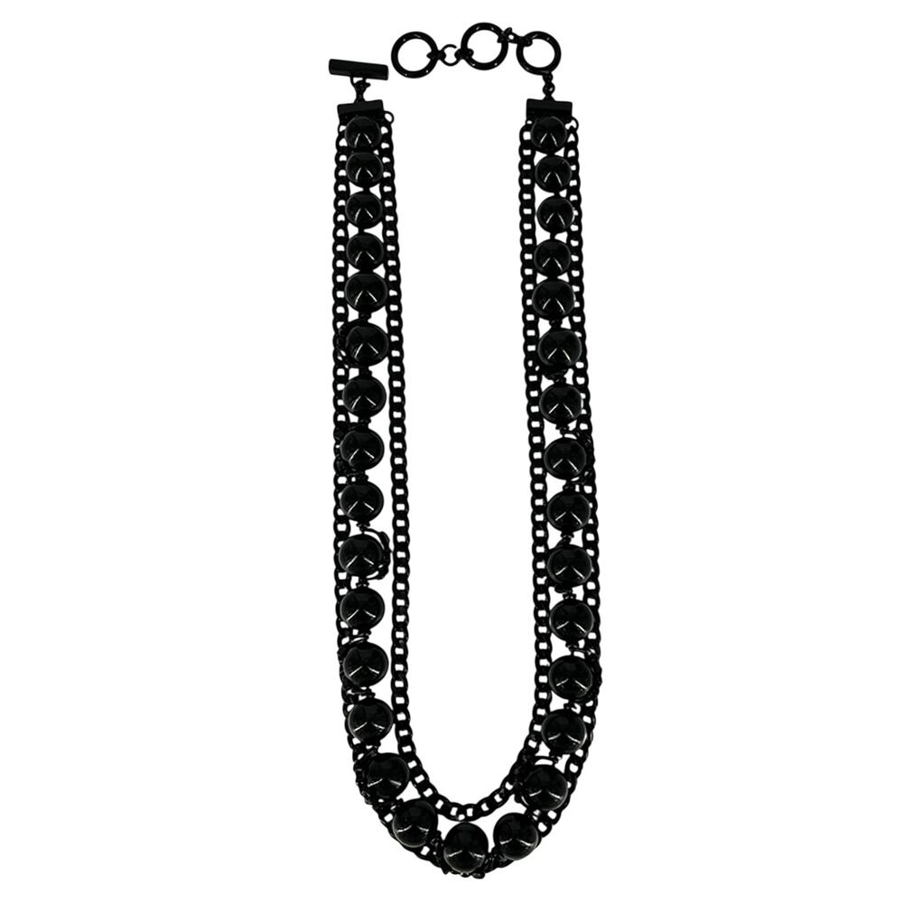 Givenchy Black Necklace Three Strand Beaded Women's Luxury Jewelry